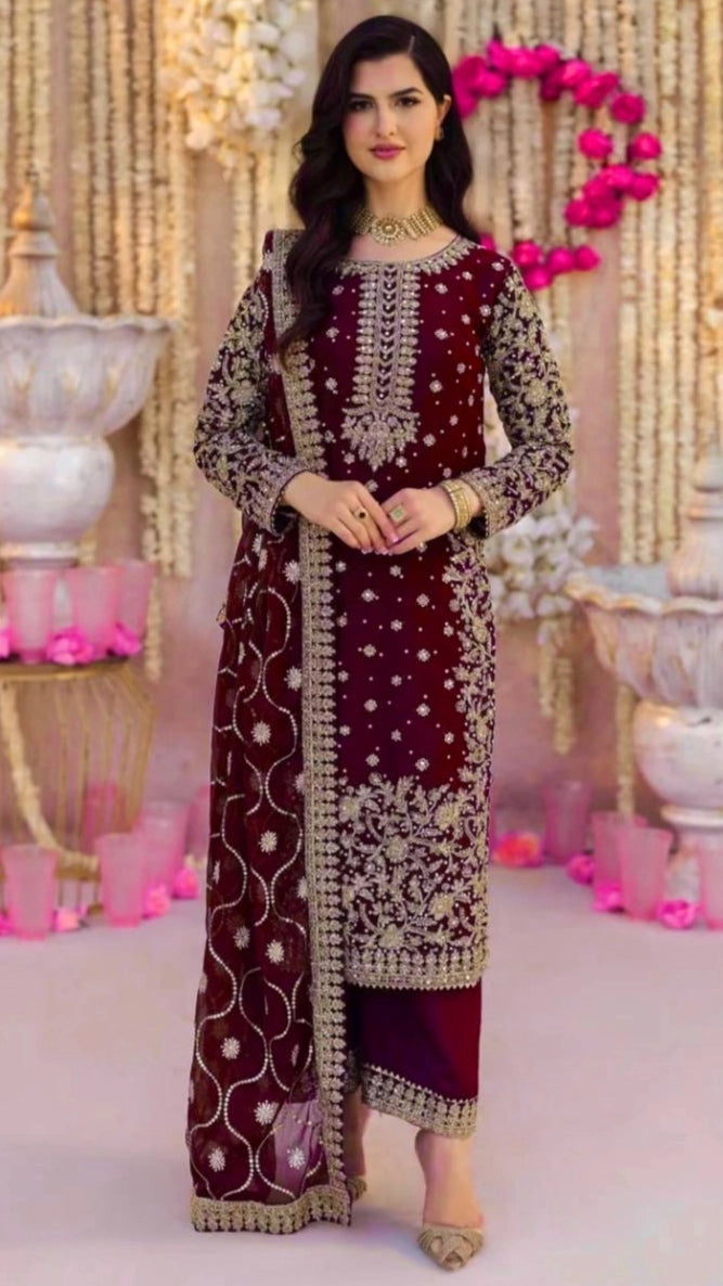 DESIGNER EMBROIDERED GEORGETTE PAKISTANI DRESS – WEDDING – PARTY WEAR OUTFIT