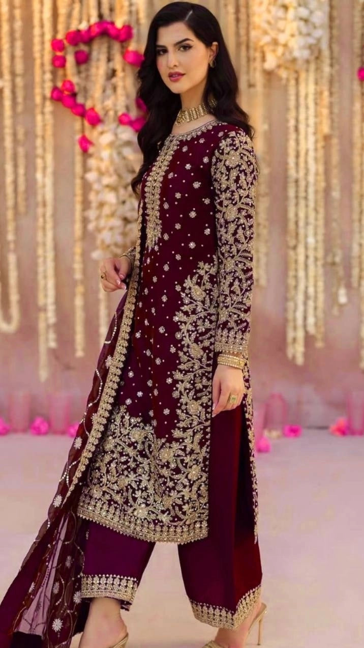 DESIGNER EMBROIDERED GEORGETTE PAKISTANI DRESS – WEDDING – PARTY WEAR OUTFIT