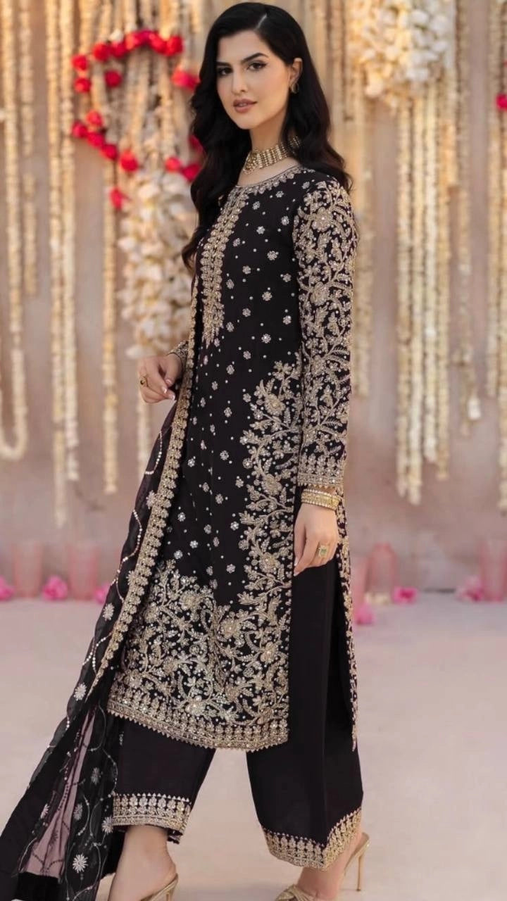DESIGNER EMBROIDERED GEORGETTE PAKISTANI DRESS – WEDDING – PARTY WEAR OUTFIT