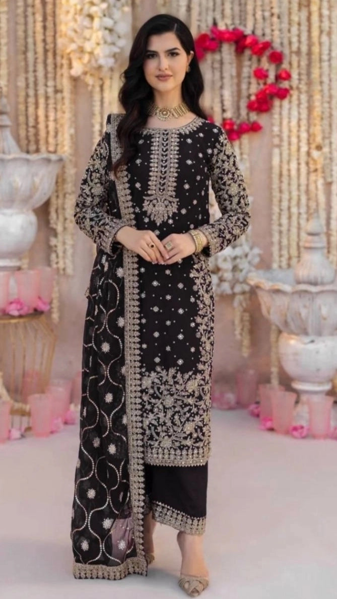 DESIGNER EMBROIDERED GEORGETTE PAKISTANI DRESS – WEDDING – PARTY WEAR OUTFIT