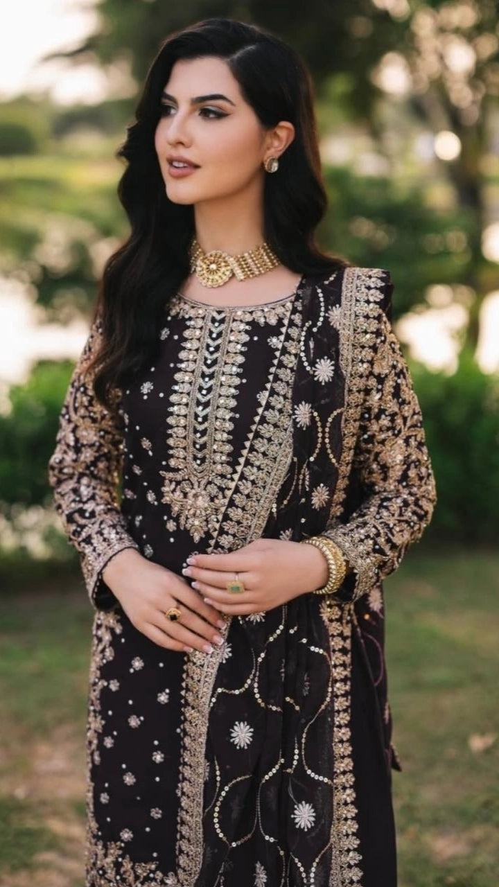 DESIGNER EMBROIDERED GEORGETTE PAKISTANI DRESS – WEDDING – PARTY WEAR OUTFIT