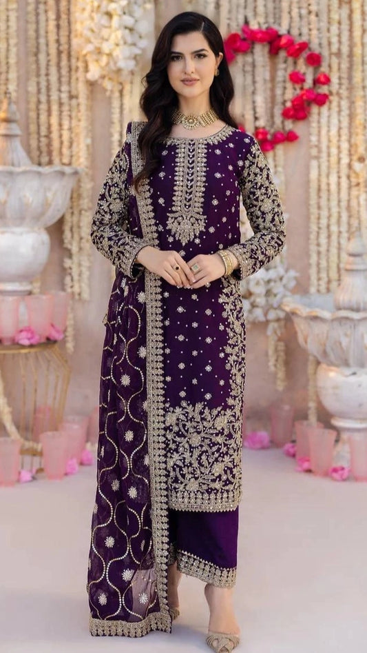 DESIGNER EMBROIDERED GEORGETTE PAKISTANI DRESS – WEDDING – PARTY WEAR OUTFIT