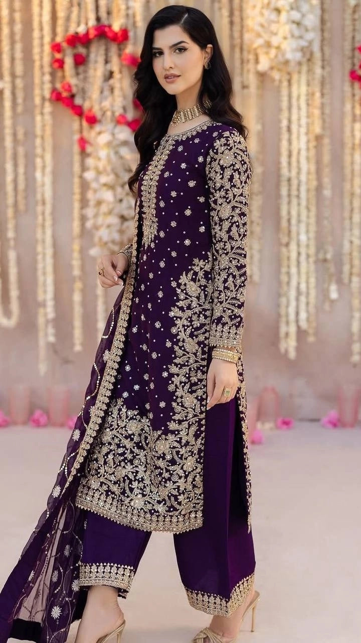 DESIGNER EMBROIDERED GEORGETTE PAKISTANI DRESS – WEDDING – PARTY WEAR OUTFIT