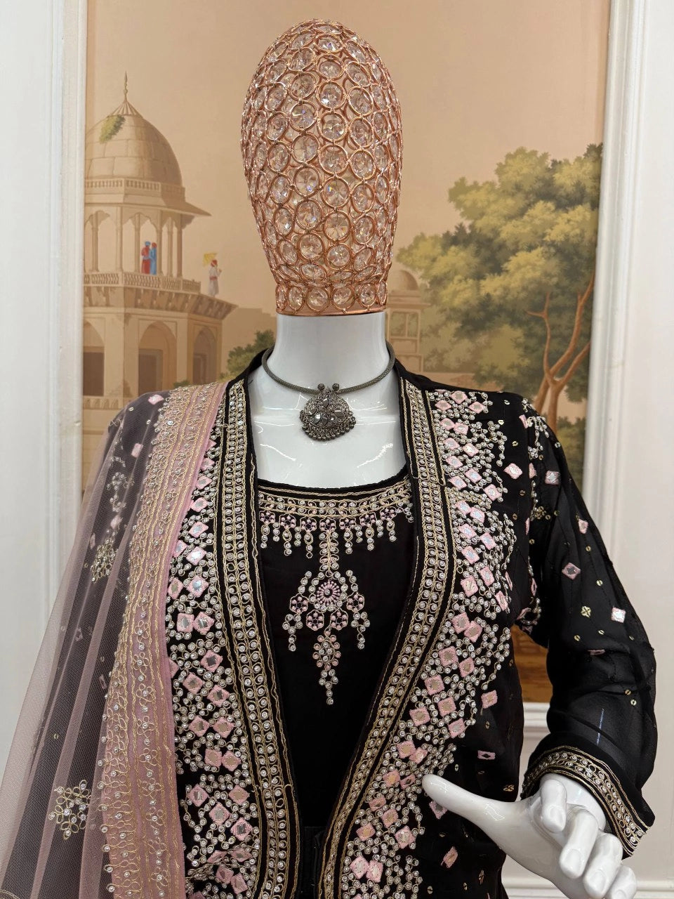 NEW SUPERHIT TRENDING FESTIVE COLLECTION GOWN, KOTI AND DUPATTA SET WITH EMBROIDERY WORK AND CRYSTAL STONE WORK