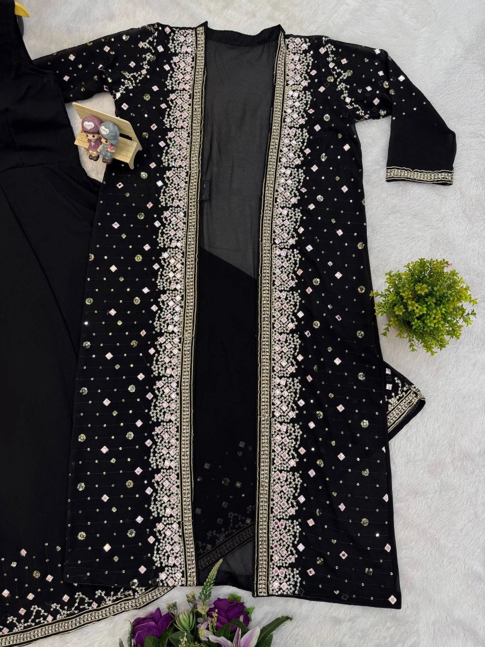 NEW SUPERHIT TRENDING FESTIVE COLLECTION GOWN, KOTI AND DUPATTA SET WITH EMBROIDERY WORK AND CRYSTAL STONE WORK