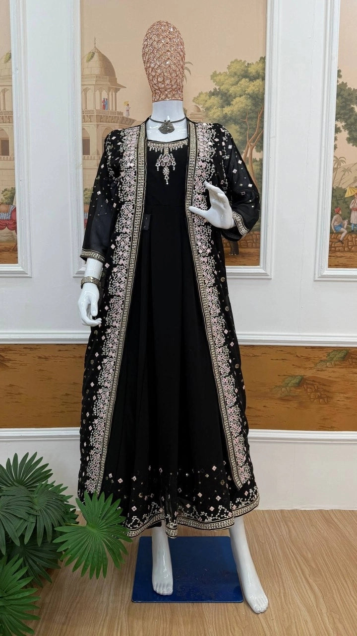 NEW SUPERHIT TRENDING FESTIVE COLLECTION GOWN, KOTI AND DUPATTA SET WITH EMBROIDERY WORK AND CRYSTAL STONE WORK