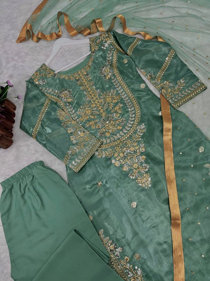 NEW PAKISTANI DESIGNER SUIT COLLECTION IN JIMMY CHOO SILK TOP-PENT AND DUPATTA DUPATTA SET FULLY STITCHED READY TO WEAR WHOLESALE RATE AT GEELAN FASHION SURAT