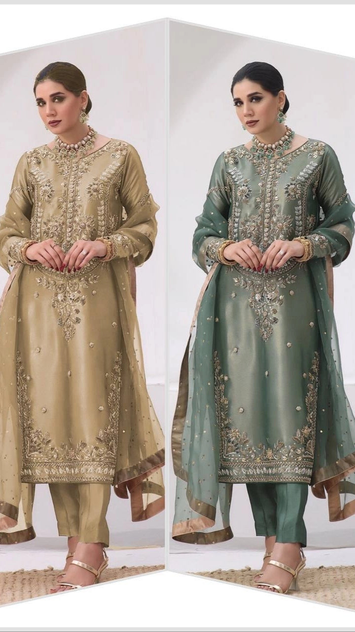 NEW PAKISTANI DESIGNER SUIT COLLECTION IN JIMMY CHOO SILK TOP-PENT AND DUPATTA DUPATTA SET FULLY STITCHED READY TO WEAR WHOLESALE RATE AT GEELAN FASHION SURAT