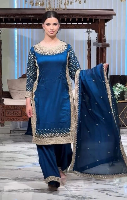 LUXURY PREMIUM SILK EMBROIDERED SUIT – FESTIVE AND WEDDING COLLECTION 2025