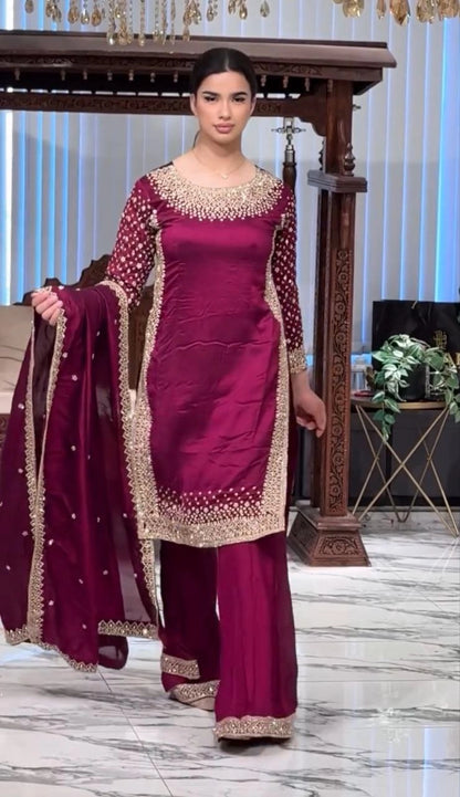 LUXURY PREMIUM SILK EMBROIDERED SUIT – FESTIVE AND WEDDING COLLECTION 2025
