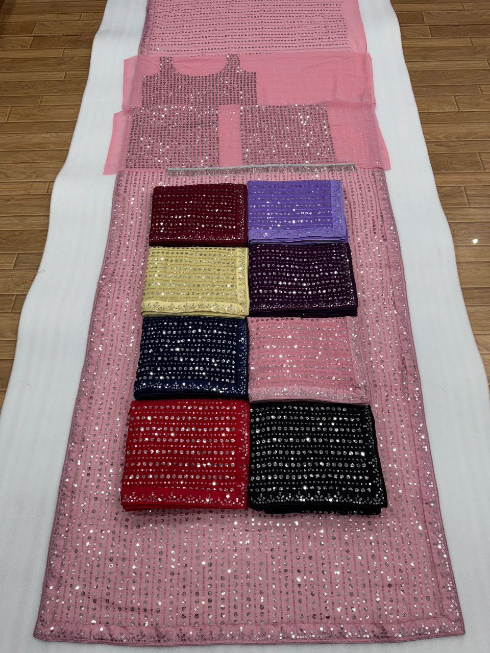 LUXURY HEAVY SEQUENCE WORK SAREE – PREMIUM PARTY AND WEDDING WEAR (MULTIPLE COLOURS)