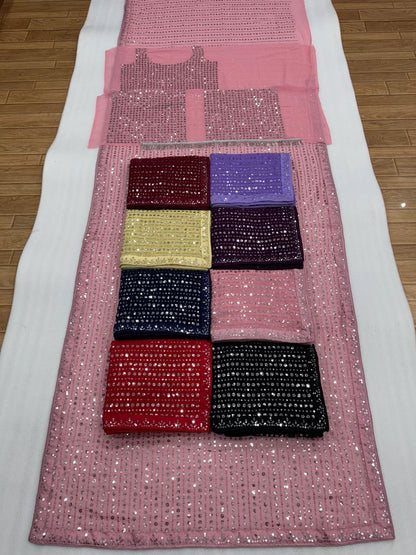 LUXURY HEAVY SEQUENCE WORK SAREE – PREMIUM PARTY AND WEDDING WEAR (MULTIPLE COLOURS)