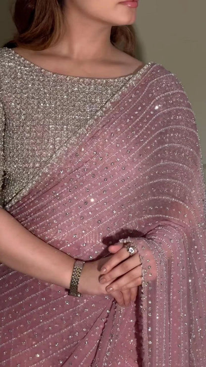 LUXURY HEAVY SEQUENCE WORK SAREE – PREMIUM PARTY AND WEDDING WEAR (MULTIPLE COLOURS)