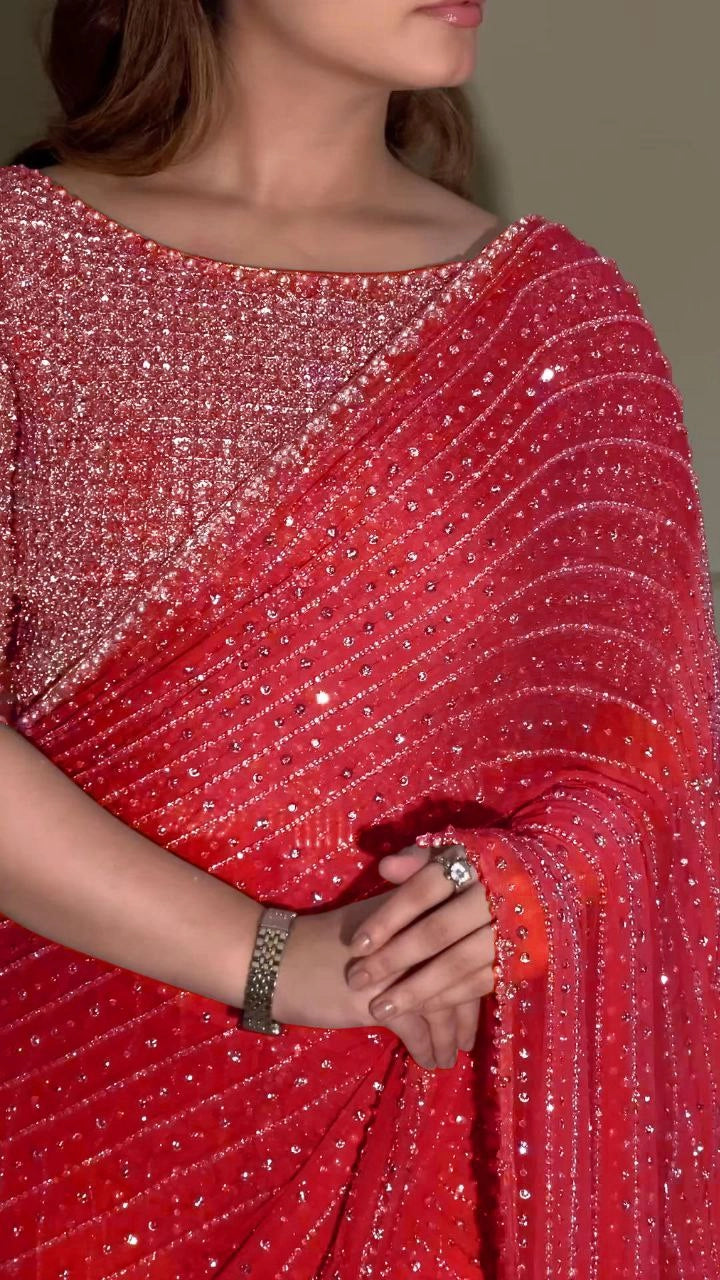 LUXURY HEAVY SEQUENCE WORK SAREE – PREMIUM PARTY AND WEDDING WEAR (MULTIPLE COLOURS)