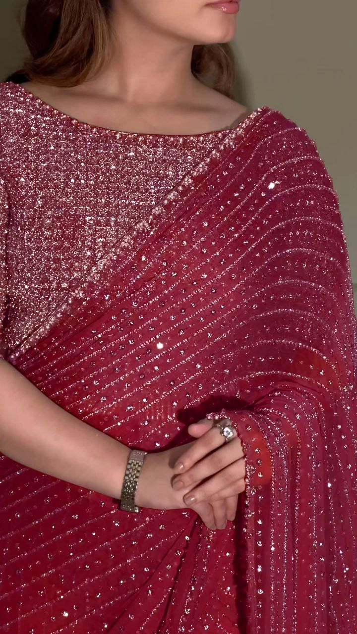 LUXURY HEAVY SEQUENCE WORK SAREE – PREMIUM PARTY AND WEDDING WEAR (MULTIPLE COLOURS)