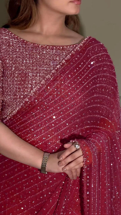 LUXURY HEAVY SEQUENCE WORK SAREE – PREMIUM PARTY AND WEDDING WEAR (MULTIPLE COLOURS)