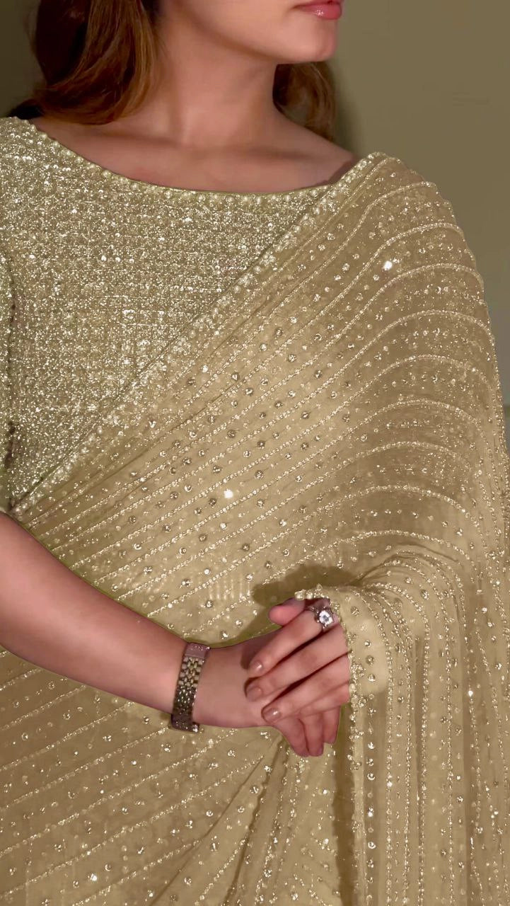 LUXURY HEAVY SEQUENCE WORK SAREE – PREMIUM PARTY AND WEDDING WEAR (MULTIPLE COLOURS)