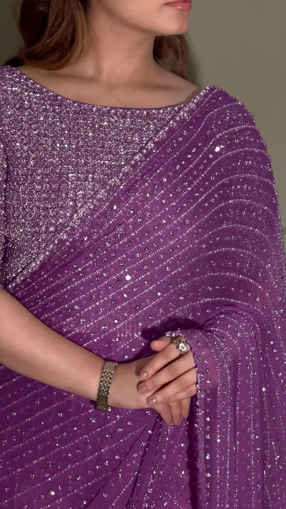 LUXURY HEAVY SEQUENCE WORK SAREE – PREMIUM PARTY AND WEDDING WEAR (MULTIPLE COLOURS)