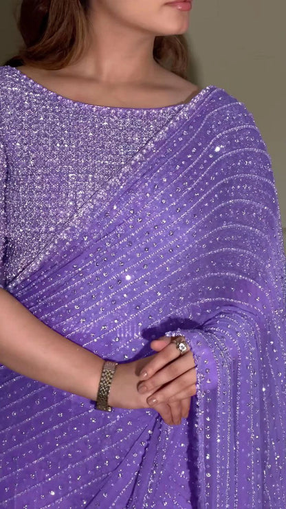 LUXURY HEAVY SEQUENCE WORK SAREE – PREMIUM PARTY AND WEDDING WEAR (MULTIPLE COLOURS)