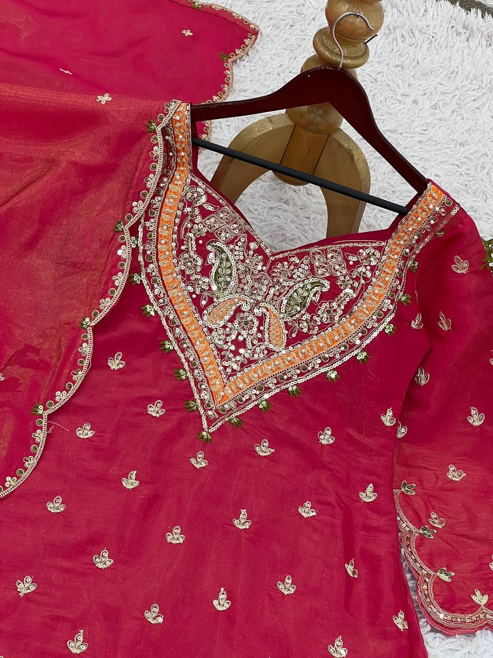 PREMIUM EMBROIDERED SHARARA SET WITH HEAVY WORK KURTI AND DUPATTA – WEDDING AND PARTY WEAR DESIGNER SUIT”