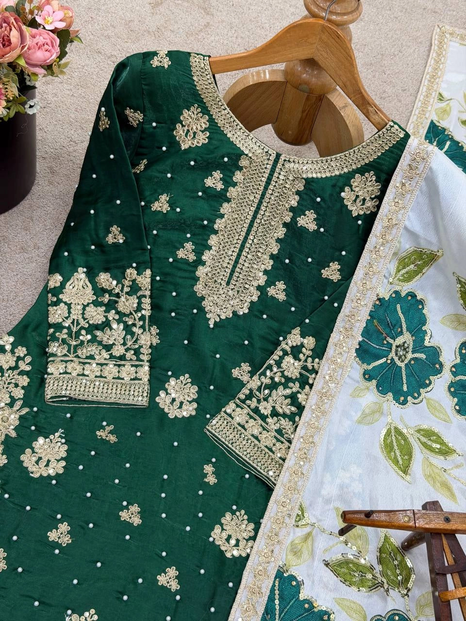 PREMIUM SILK EMBROIDERY SUIT WITH ORGANZA DUPATTA | WHOLESALE RATE AT GEELAN FASHION SURAT