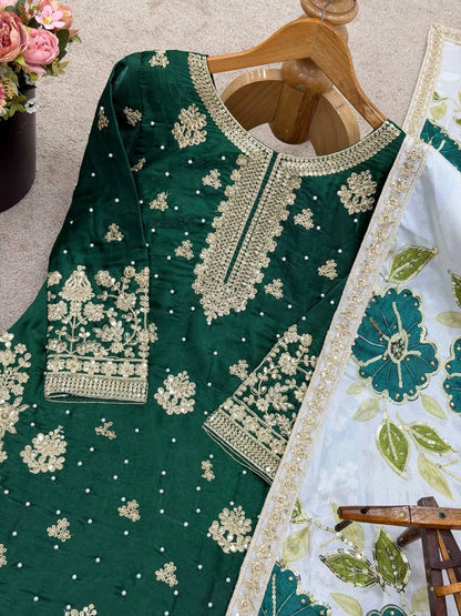 PREMIUM SILK EMBROIDERY SUIT WITH ORGANZA DUPATTA | WHOLESALE RATE AT GEELAN FASHION SURAT