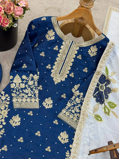 PREMIUM SILK EMBROIDERY SUIT WITH ORGANZA DUPATTA | WHOLESALE RATE AT GEELAN FASHION SURAT