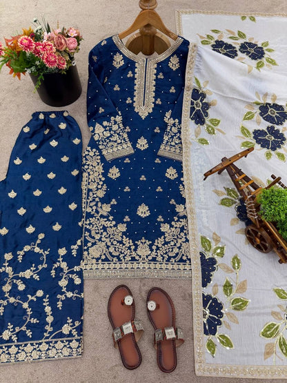 PREMIUM SILK EMBROIDERY SUIT WITH ORGANZA DUPATTA | WHOLESALE RATE AT GEELAN FASHION SURAT