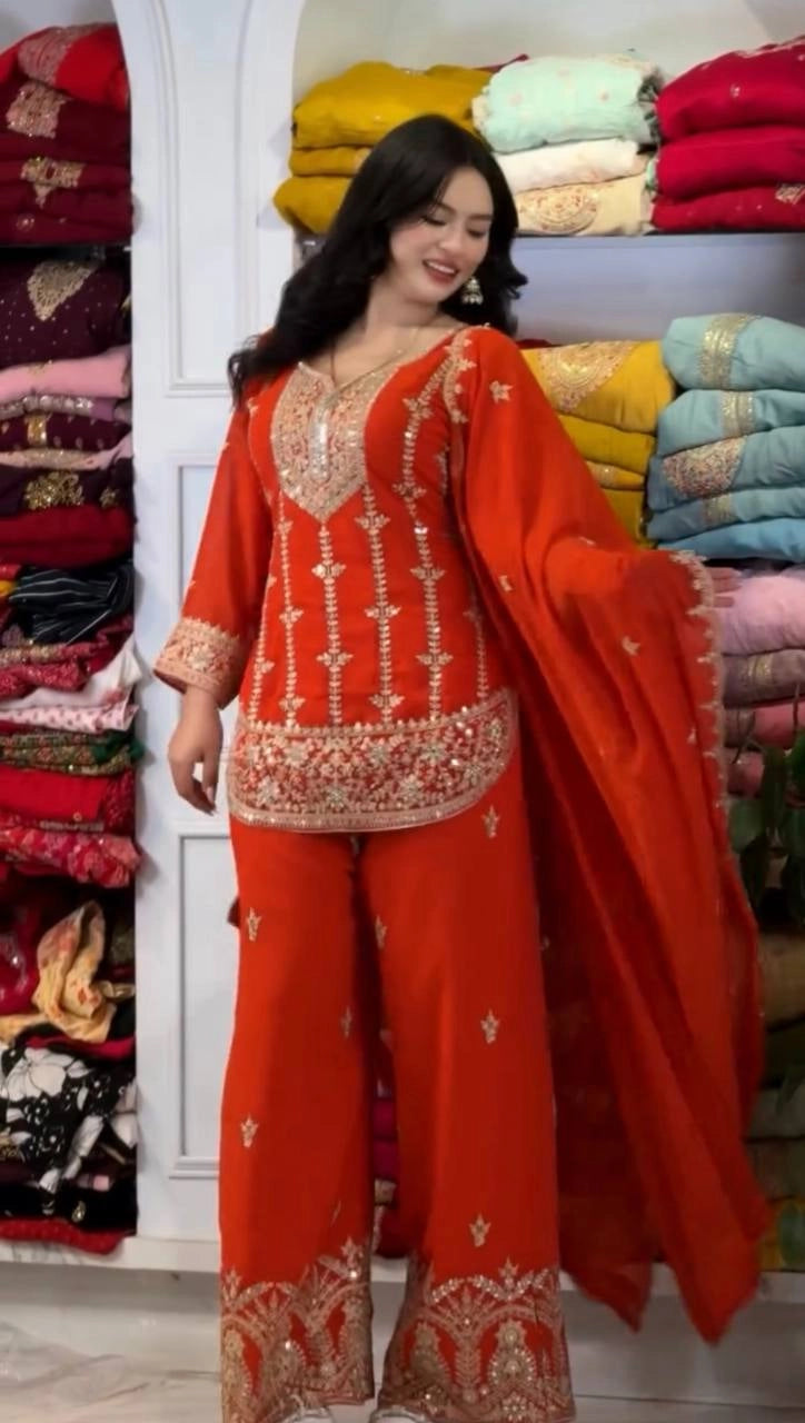 PREMIUM MAROON HEAVY EMBROIDERED SUIT SET WITH DUPATTA (FRONT & BACK WORK) | WHOLESALE RATE AT GEELAN FASHION SURAT