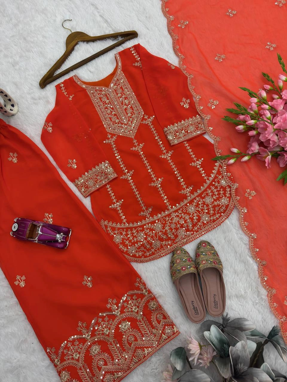 PREMIUM MAROON HEAVY EMBROIDERED SUIT SET WITH DUPATTA (FRONT & BACK WORK) | WHOLESALE RATE AT GEELAN FASHION SURAT