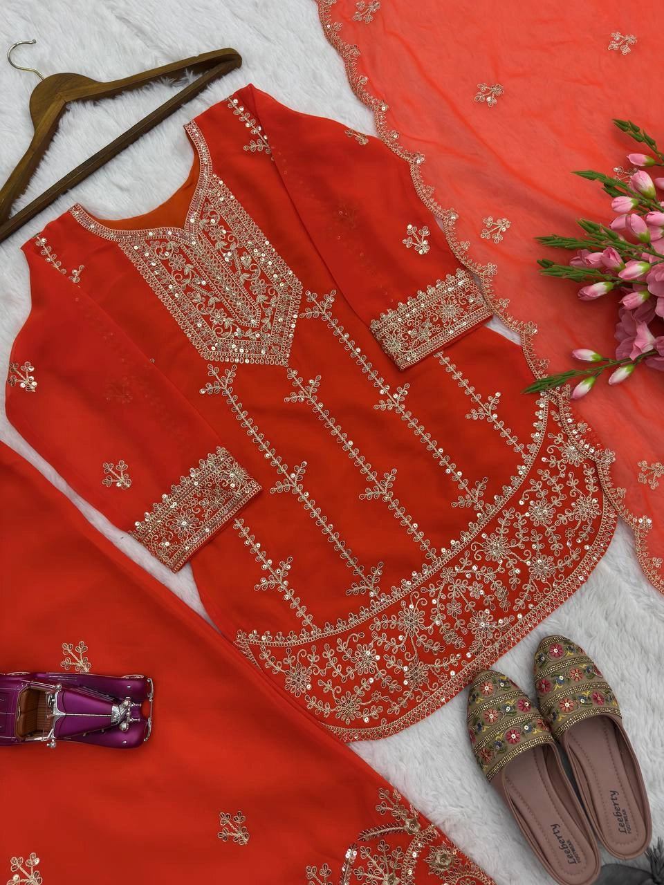 PREMIUM MAROON HEAVY EMBROIDERED SUIT SET WITH DUPATTA (FRONT & BACK WORK) | WHOLESALE RATE AT GEELAN FASHION SURAT