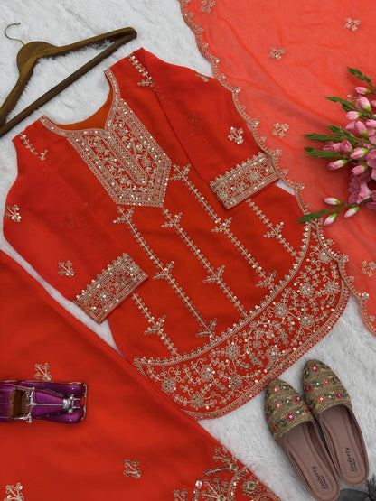 PREMIUM MAROON HEAVY EMBROIDERED SUIT SET WITH DUPATTA (FRONT & BACK WORK) | WHOLESALE RATE AT GEELAN FASHION SURAT