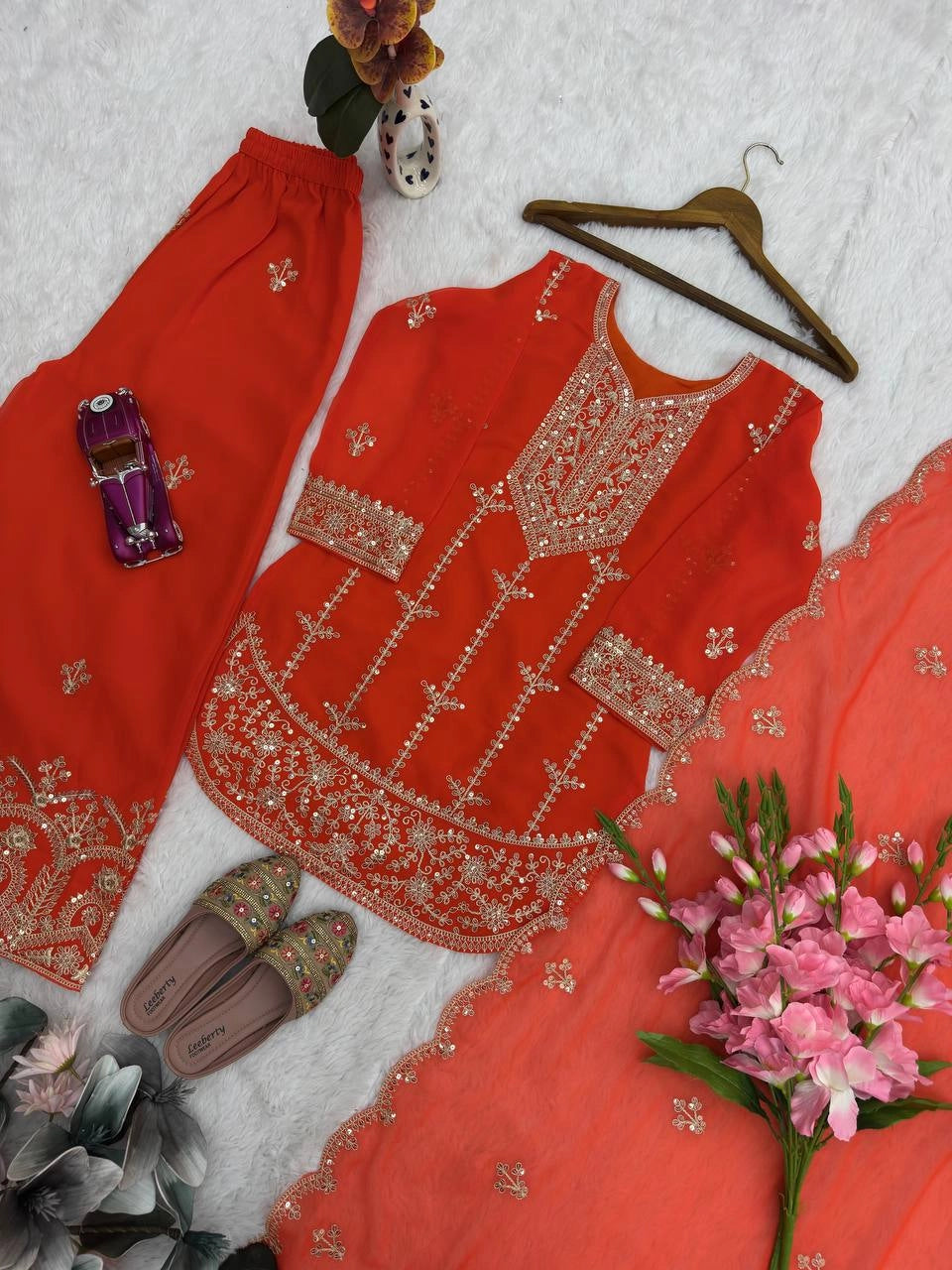 PREMIUM MAROON HEAVY EMBROIDERED SUIT SET WITH DUPATTA (FRONT & BACK WORK) | WHOLESALE RATE AT GEELAN FASHION SURAT