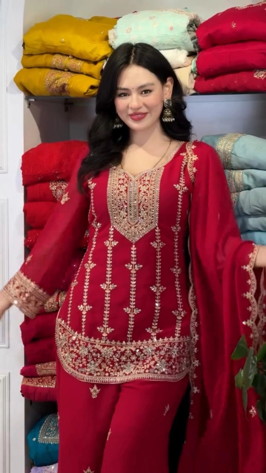 PREMIUM MAROON HEAVY EMBROIDERED SUIT SET WITH DUPATTA (FRONT & BACK WORK) | WHOLESALE RATE AT GEELAN FASHION SURAT