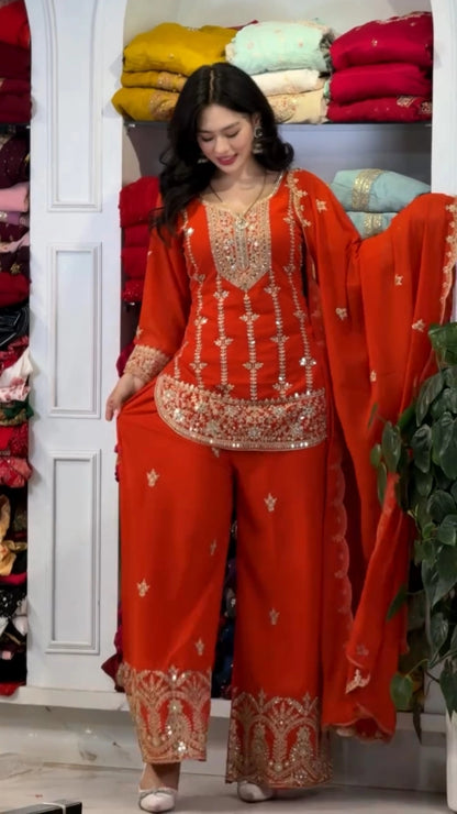 PREMIUM MAROON HEAVY EMBROIDERED SUIT SET WITH DUPATTA (FRONT & BACK WORK) | WHOLESALE RATE AT GEELAN FASHION SURAT