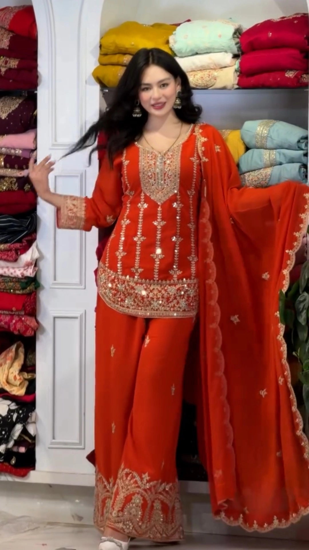 PREMIUM MAROON HEAVY EMBROIDERED SUIT SET WITH DUPATTA (FRONT & BACK WORK) | WHOLESALE RATE AT GEELAN FASHION SURAT