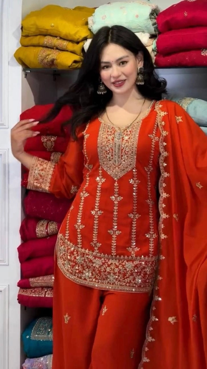 PREMIUM MAROON HEAVY EMBROIDERED SUIT SET WITH DUPATTA (FRONT & BACK WORK) | WHOLESALE RATE AT GEELAN FASHION SURAT