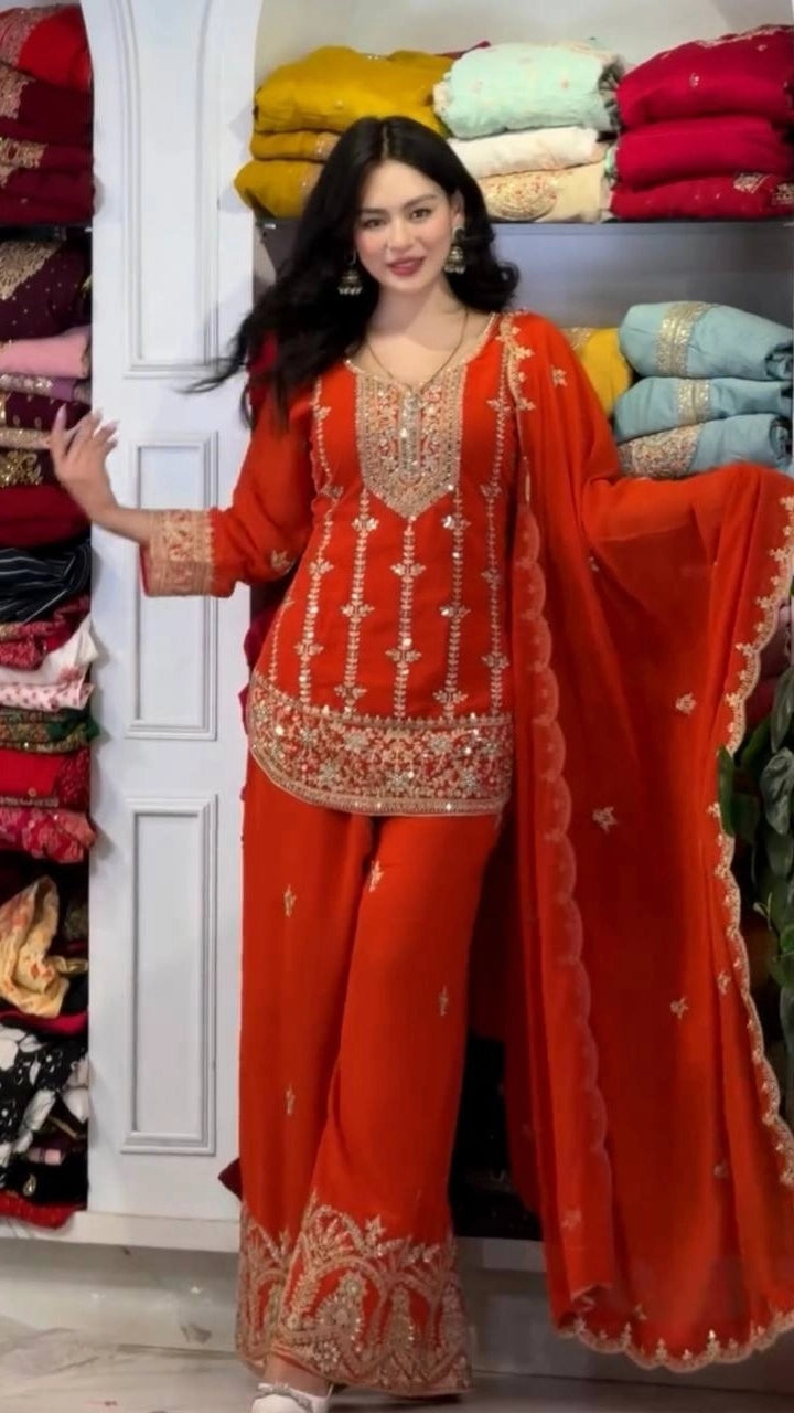 PREMIUM MAROON HEAVY EMBROIDERED SUIT SET WITH DUPATTA (FRONT & BACK WORK) | WHOLESALE RATE AT GEELAN FASHION SURAT