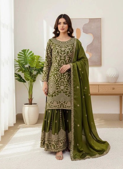 PREMIUM HEAVY EMBROIDERED SHARARA SUIT WITH DUPATTA | FESTIVE & WEDDING WEAR | GEELAN FASHION SURAT
