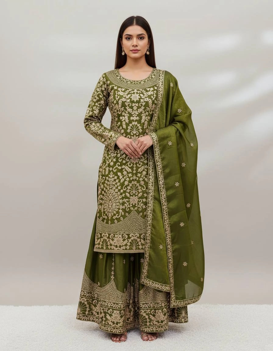 PREMIUM HEAVY EMBROIDERED SHARARA SUIT WITH DUPATTA | FESTIVE & WEDDING WEAR | GEELAN FASHION SURAT