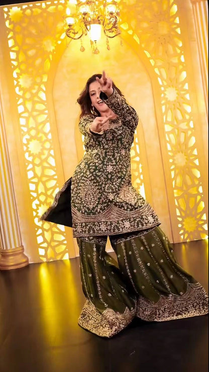 PREMIUM HEAVY EMBROIDERED SHARARA SUIT WITH DUPATTA | FESTIVE & WEDDING WEAR | GEELAN FASHION SURAT