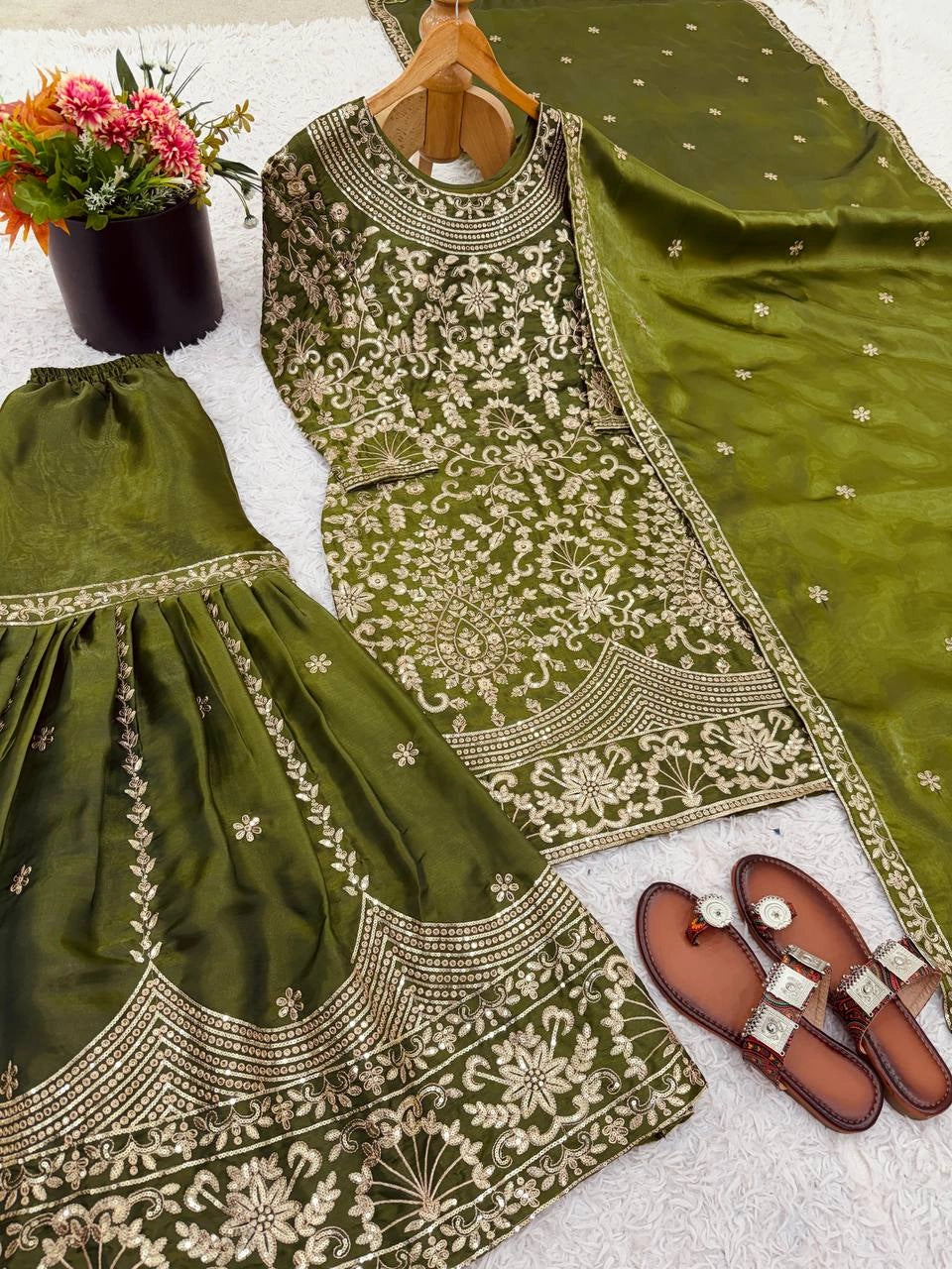 PREMIUM HEAVY EMBROIDERED SHARARA SUIT WITH DUPATTA | FESTIVE & WEDDING WEAR | GEELAN FASHION SURAT