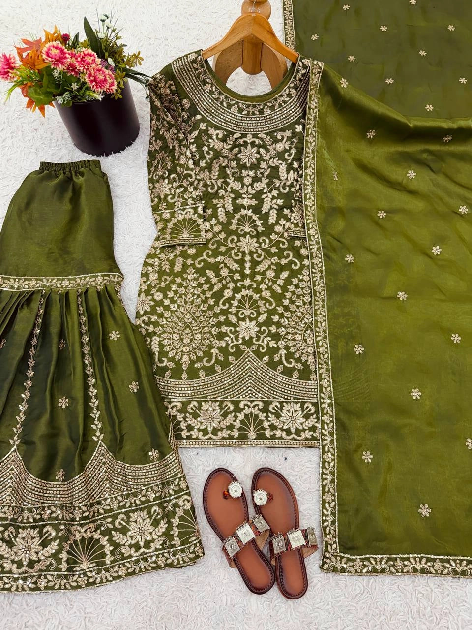PREMIUM HEAVY EMBROIDERED SHARARA SUIT WITH DUPATTA | FESTIVE & WEDDING WEAR | GEELAN FASHION SURAT