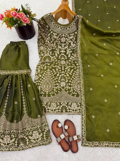 PREMIUM HEAVY EMBROIDERED SHARARA SUIT WITH DUPATTA | FESTIVE & WEDDING WEAR | GEELAN FASHION SURAT