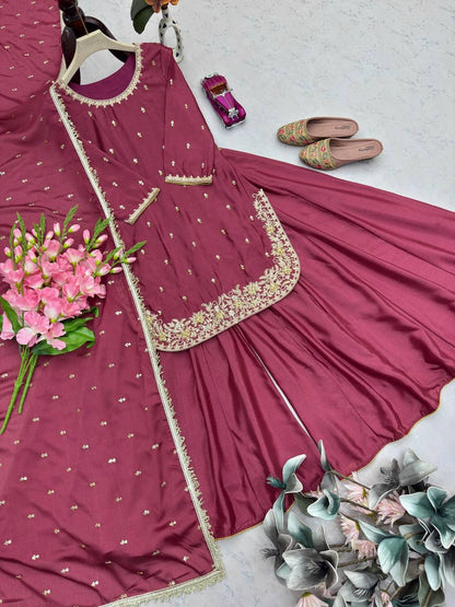 PREMIUM EMBROIDERED SHORT KURTI SHARARA SET WITH DUPATTA | FESTIVE & PARTY WEAR | GEELAN FASHION SURAT