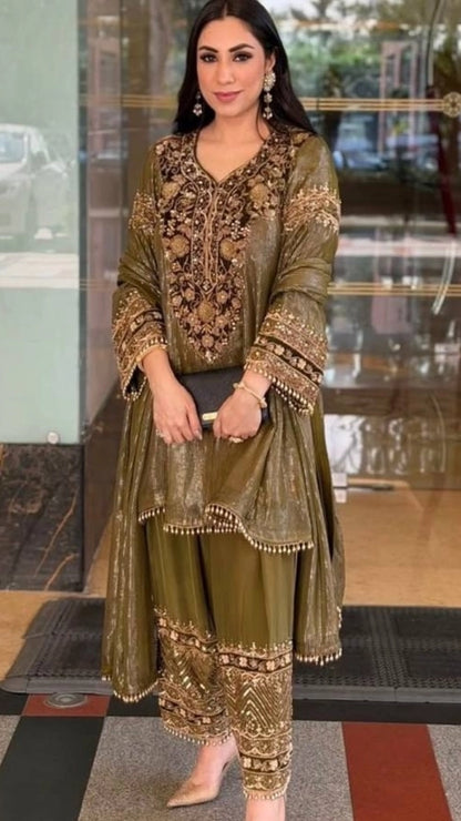 PREMIUM HEAVY EMBROIDERED SUIT SET WITH DUPATTA | FESTIVE & WEDDING WEAR | GEELAN FASHION SURAT