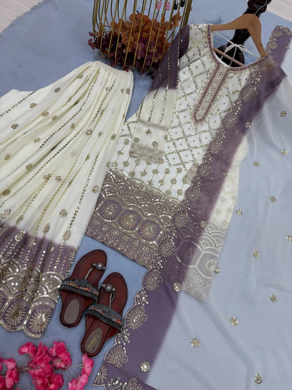 PREMIUM EMBROIDERED SHARARA SUIT SET WITH DUPATTA | FESTIVE & WEDDING WEAR | GEELAN FASHION SURAT