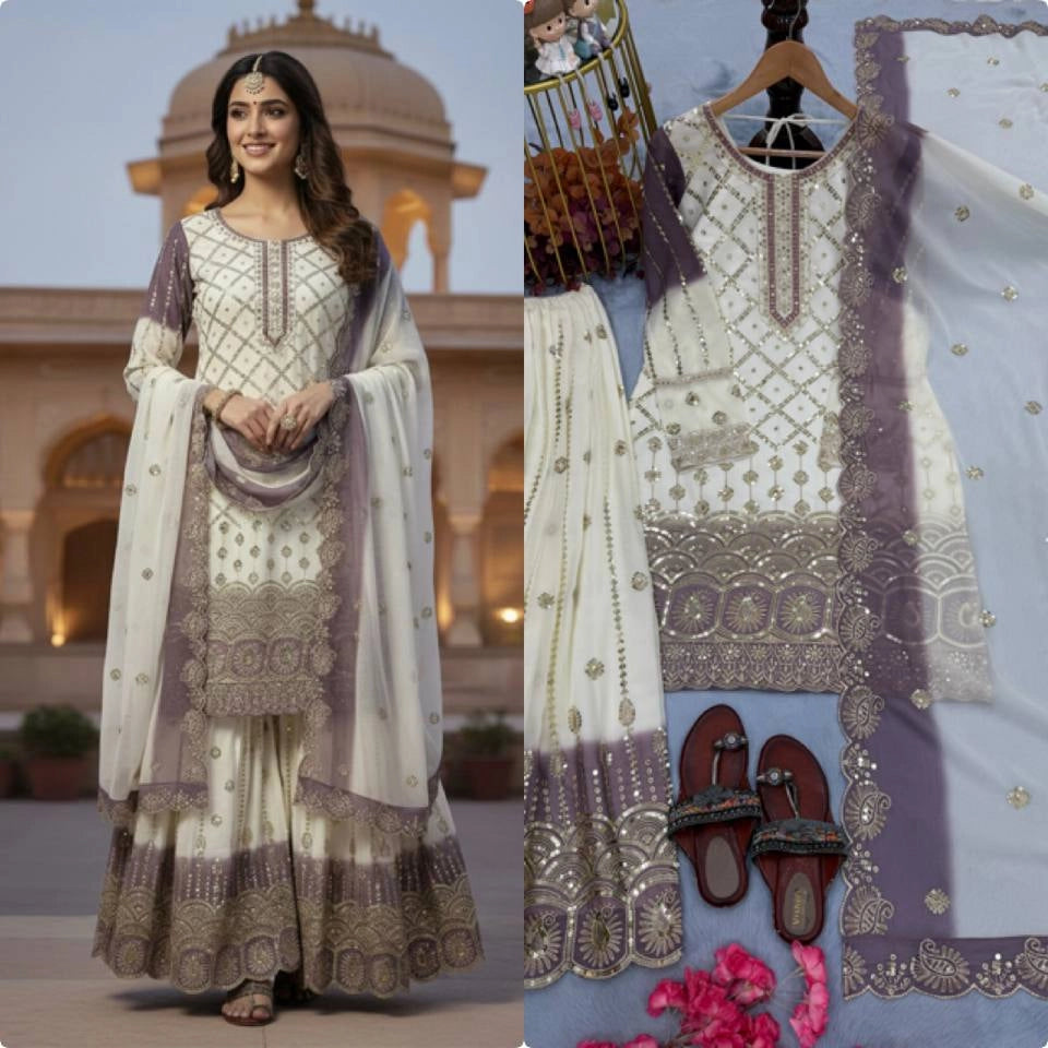 PREMIUM EMBROIDERED SHARARA SUIT SET WITH DUPATTA | FESTIVE & WEDDING WEAR | GEELAN FASHION SURAT