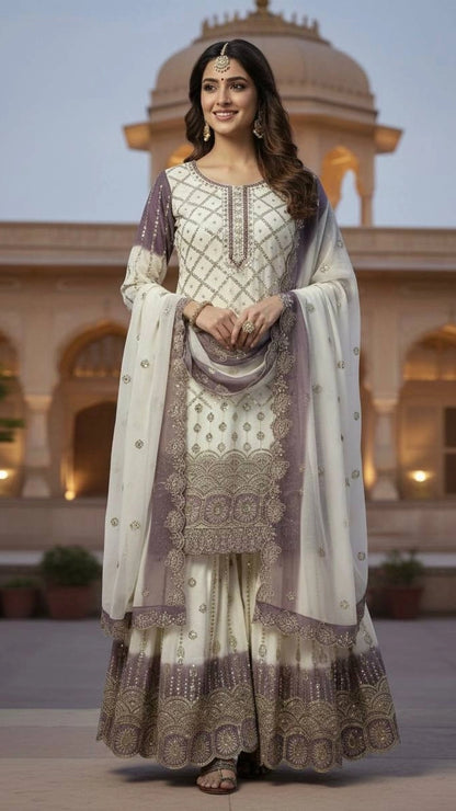 PREMIUM EMBROIDERED SHARARA SUIT SET WITH DUPATTA | FESTIVE & WEDDING WEAR | GEELAN FASHION SURAT