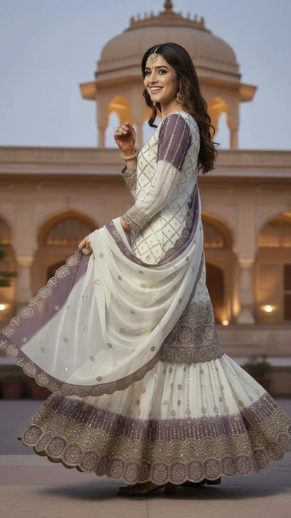 PREMIUM EMBROIDERED SHARARA SUIT SET WITH DUPATTA | FESTIVE & WEDDING WEAR | GEELAN FASHION SURAT